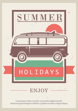 Enjoy summer holidays vector retro poster design templateのイラスト素材