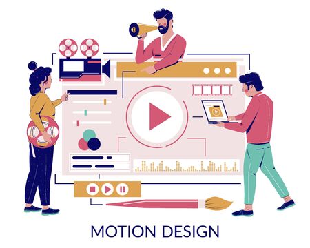 Motion graphic studio vector concept for web banner website pageのイラスト素材