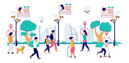 State surveillance, vector flat style design illustrationのイラスト素材