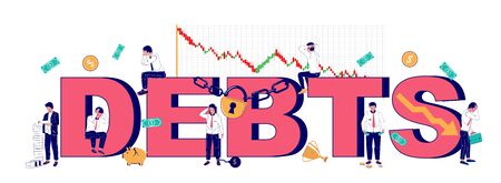 Debts typography banner template, vector flat illustrationのイラスト素材