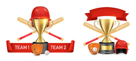 Baseball sport game club, championship, college league label, logo, badge set, vector isolated illustration.のイラスト素材