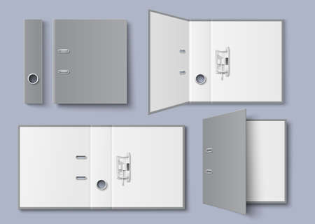 Closed and opened blank office folder mockupのイラスト素材