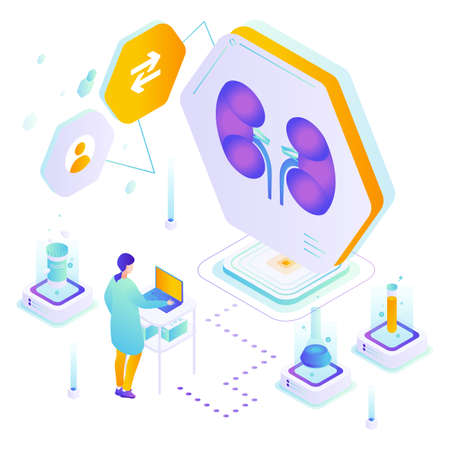 Kidney human organ donation medical vector posterのイラスト素材