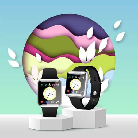 Smart watch presentation vector 3d advert designのイラスト素材