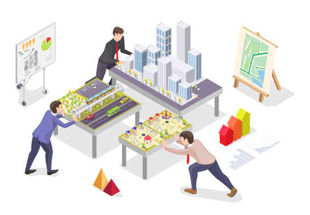Urban area planning vector group of architectのイラスト素材