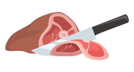 Meat chopping with butcher knife vector isolatedのイラスト素材