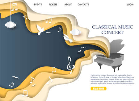 Classic music concert landing page vector designのイラスト素材