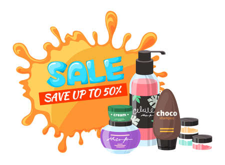 Beauty and skin care cosmetics sale vectorのイラスト素材