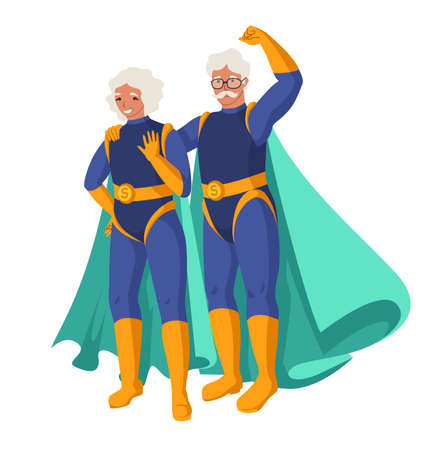 Old man and woman superhero vector illustrationのイラスト素材