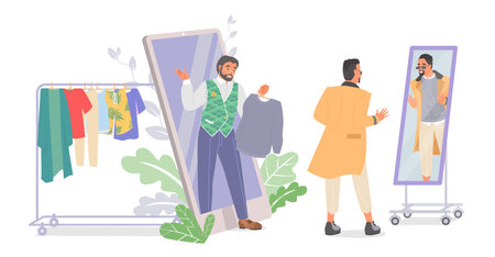 Fashion online stylist for man vector illustrationのイラスト素材