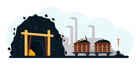 Mine industry and coal pile transportation vectorのイラスト素材