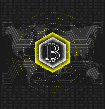 Bitcoin coin crypto money tech futuristic vectorのイラスト素材