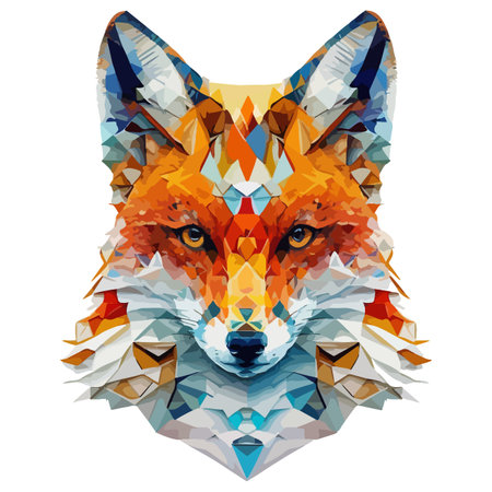 Polygonal fox head vector geometric animal faceのイラスト素材