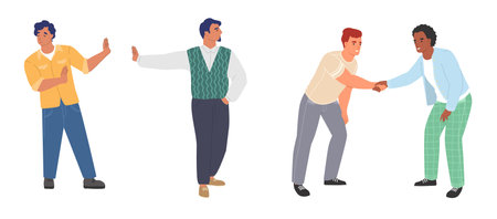 Vector man character friendship and enmity sceneのイラスト素材