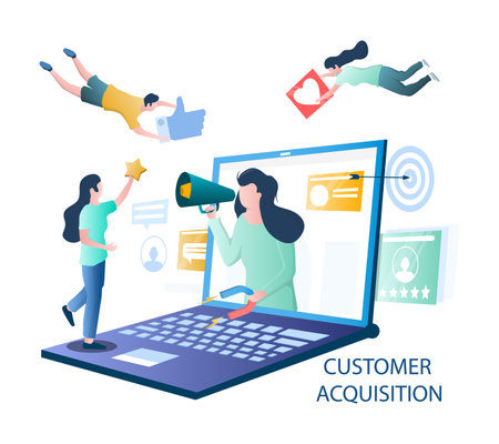 Customer acquisition vector illustration client attraction cartoonのイラスト素材