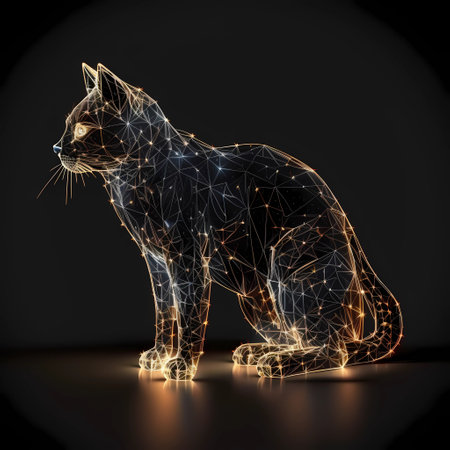 Domestic cat polygonal crystal glasses creative art designの素材