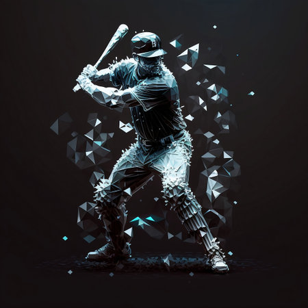 Baseball player batter playing sport game polygonal illustrationの素材