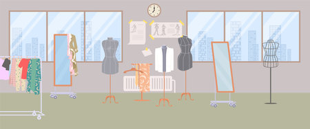 Empty tailor room design interior vector illustrationのイラスト素材