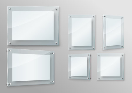 Realistic acrylic glass frame mockup isolated setのイラスト素材