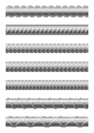 Endless rebars metal profiles rod and armature isolated setのイラスト素材