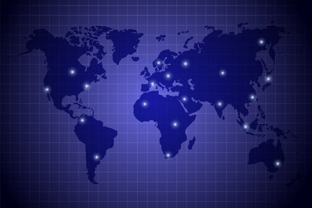 Radar dots of lights over world map vector illustrationのイラスト素材