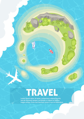 Travel trip to tropical paradise advertising web banner templateのイラスト素材