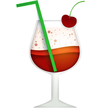 Cocktail glass with cherry vector party drink iconのイラスト素材