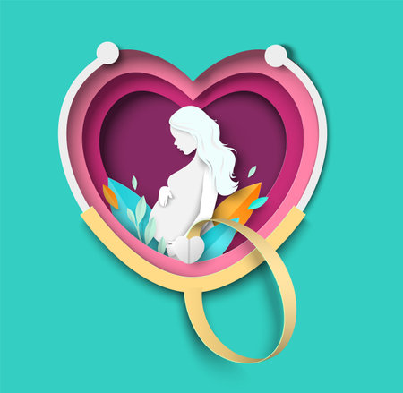 Fertilization and pregnancy medicine paper cut posterのイラスト素材