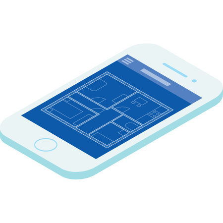 Home renovation plan in phone vector iconのイラスト素材