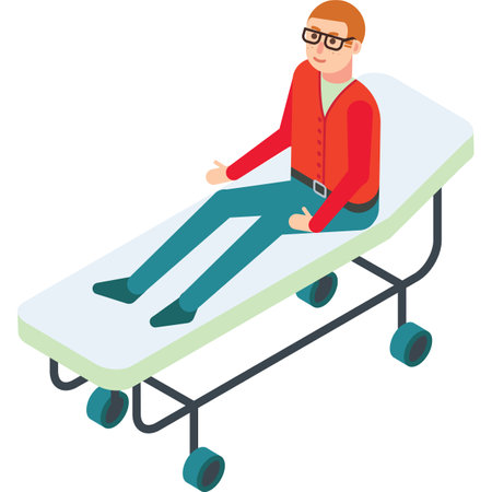 Patient on stretcher emergency bed icon vectorのイラスト素材