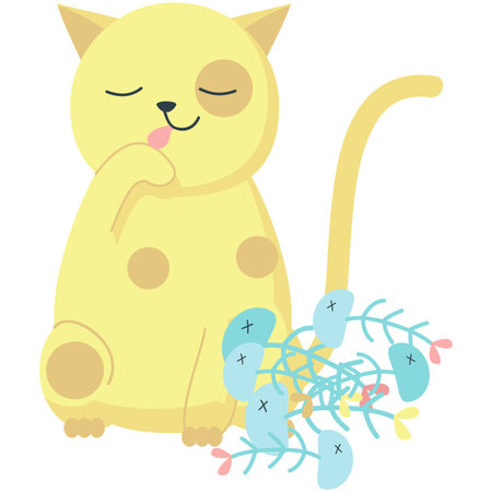 Vector well-fed cat cute pet animal cartoon iconのイラスト素材
