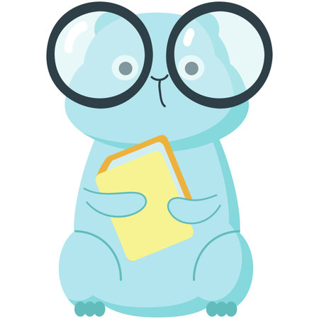 Smart hamster and book animal cartoon vector iconのイラスト素材