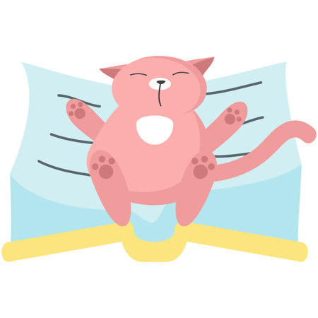 Funny cat animal sleeping on book vector iconのイラスト素材