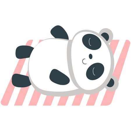 Panda on summer beach vector kawaii animal iconのイラスト素材