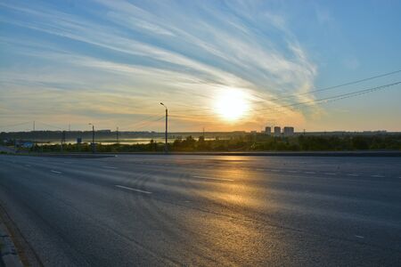 road and sunの写真素材