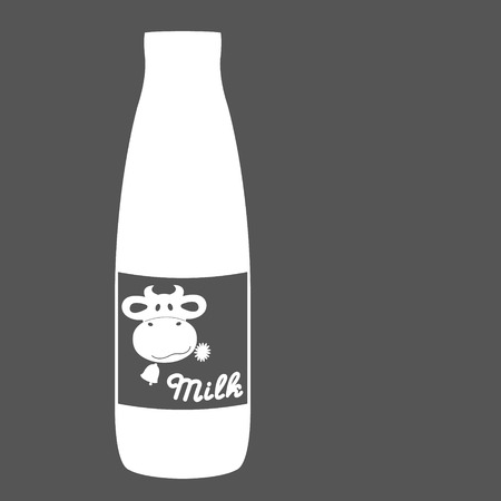 Milk logo. Milk bottle and cow. Design template for label, badge or logo. Raster illustration.の写真素材