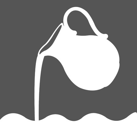 Milk logo. Milk pouring from a jug. Design template for label, badge or logo. Raster illustration.の写真素材