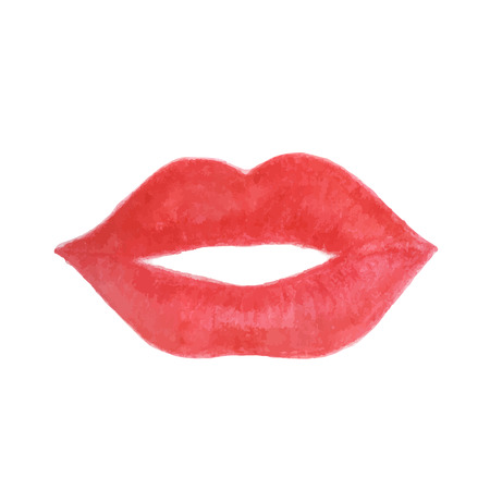 Hand drawn watercolor lips made in vector isolated on white background.のイラスト素材