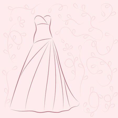 Invitation decorated with wedding dress on vintage backgroundのイラスト素材