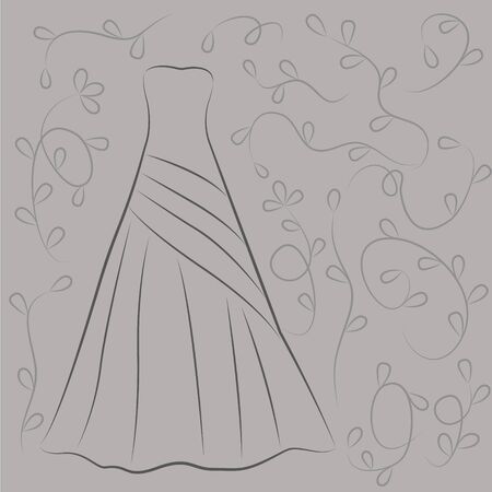 Invitation decorated with wedding dress on vintage background.の写真素材