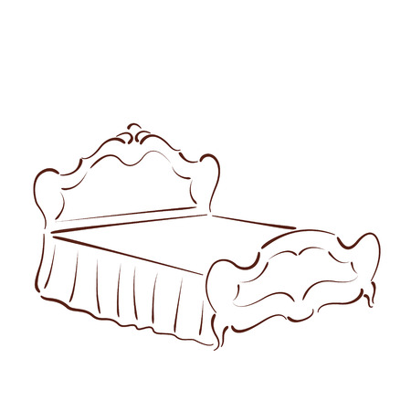 Hand drawn sketch of an elegant vintage bed.のイラスト素材