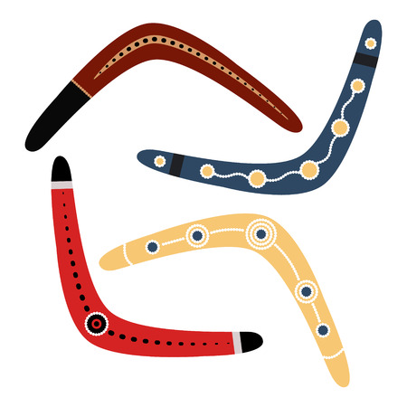 Set of three boomerangs isolated on white background.のイラスト素材