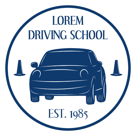 Driving school logo template isolated on white background. Vector illustration.のイラスト素材