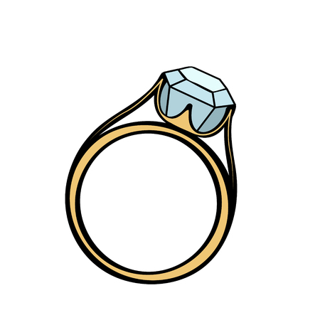 Wedding or engagement ring with a big precious stone illustration.のイラスト素材