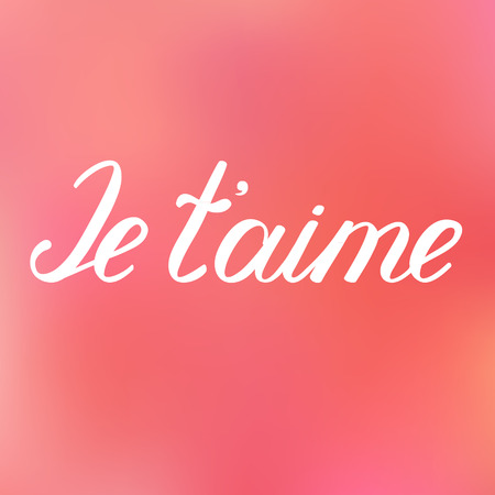 Je taime. I love you in French. words illustration, made brush lettering on a lovely blurred background.のイラスト素材