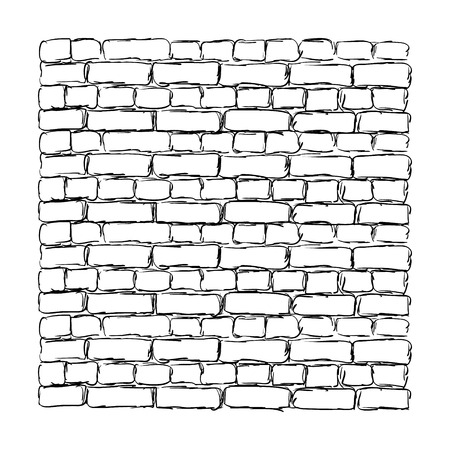 Brick wall rough sketch isolated on white background. Vector illustration.のイラスト素材