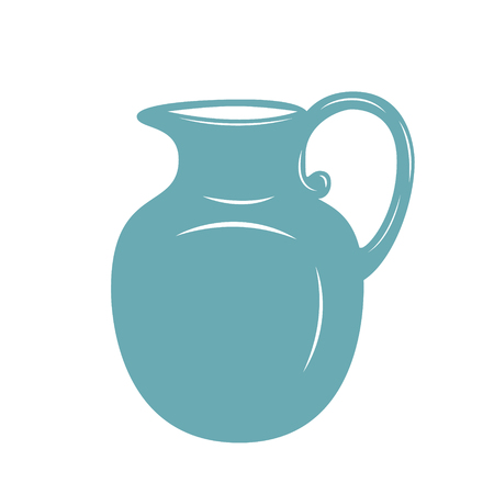Milk jug illustration in blue on white background.の写真素材