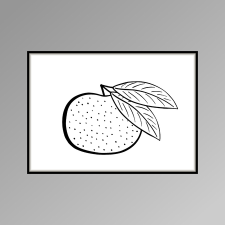 Tangerine poster in black and white for interior decorの写真素材