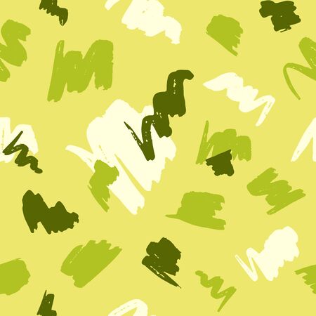 Seamless pattern with abstract brush strokes on yellow background.の写真素材