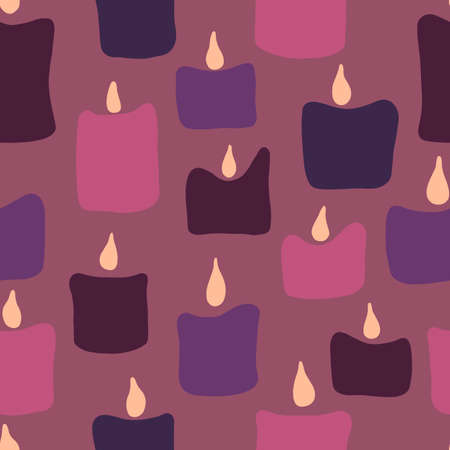 Seamless pattern with pink and purple noel xmas birthday candles.のイラスト素材